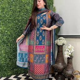Anni Designer Women Ethnic Motifs Printed Regular Kurta with Trousers & With Dupatta image 4