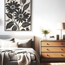 Sassyco Black & White 1 Piece Canvas Floral and Botanical Wall Paintings-image-0