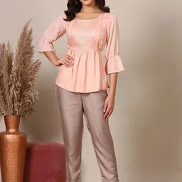 AURELIA Round Neck Sequinned Tunic with Trouser Co-Ords image 1