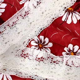 Stylista Brown & White Floral Printed Waterproof 1.82 m x 1.82 m Round Table Cover image 3