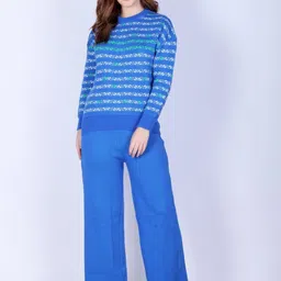 Numalo Winter Collection Printed Pure Wool Round Neck Sweater With Trouser image 3