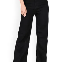 NEUNK Women Wide Leg Mid-Rise Stretchable Jeans-image-75