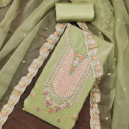 Maroosh Floral Embroidered Thread Work Unstitched Dress Material-picture-29