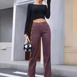 Outzidr Women Straight Fit High-Rise Jeans-image-48