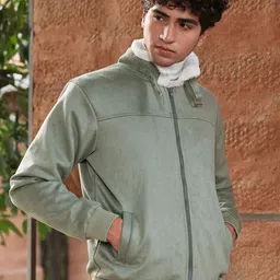 Campus Sutra Spread Collar Suede Lightweight Bomber Jacket-image-44