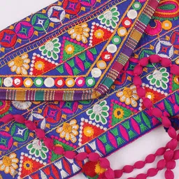 Exotic India Embroidered Mirror Work Purse Clutch image 3