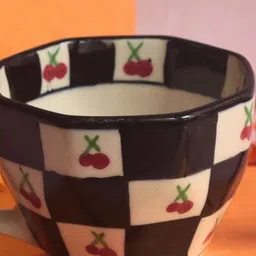 WEAVING HOMES Cherry Blossom Black & White Printed Ceramic Mug 220ml With Rakhi image 5