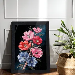RANDOM Pink & Blue Printed Synthetic Wooden Floral & Botanical Wall Art image 4
