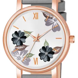 THE SHOPOHOLIC Women Printed Dial & Leather Straps Analogue Watch K-GREY image 3