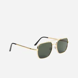 Ted Smith Unisex Green Lens & Gold-Toned Aviator Sunglasses with UV Protected TANK_C1 image 4