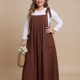 DressBerry Curve Women Square Neck Pinafore Maxi Dress-image-15