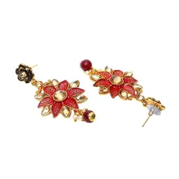 Anouk Gold-Plated Kundan Studded & Beaded Enamelled Jewellery Set image 4