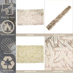 GROKI Brown 4 Pieces Textured Rectangle Waterproof Table Placemats image 4