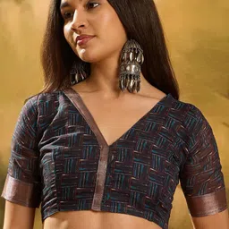 Suha Peach-Toned Linen Cotton Digital Prints Saree image 5