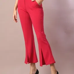 HERE&NOW Women Comfort Flared Wrinkle Free Trousers-picture-29