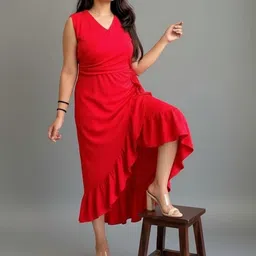 HIGH BUY Ruffled Midi Dress image 3