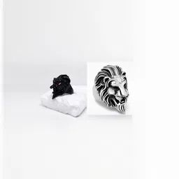 Teeragaj Unisex Set Of 2 Stainless Steel Lion Finger Rings-image-97