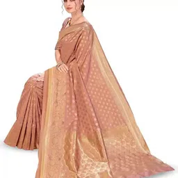Moda Rapido Woven design Zari Pure Silk Banarasi Saree With Unstitched Blouse Piece image 3