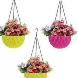 god of goods Plastic Hanging Planter Set, Multicolour, Pot for Home Balcony, Hall, Kitchen Plant Container Set-picture-11