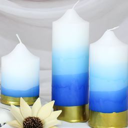 TIED RIBBONS Blue 3 Pieces Gardenia Scented 14 -16 Hours Burn Time Pillar Candles-picture-26