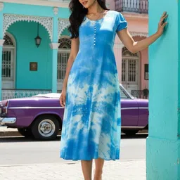 Maaesa Tie and Dye Dyed Fit & Flare Dress-picture-32