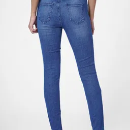 ONLY Women Blue Skinny Fit Mildly Distressed Light Fade Jeans image 5