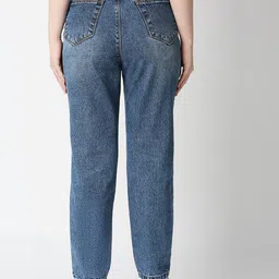 Kraus Jeans Women Mom Fit High-Rise Clean Look Light Fade Cropped Pure Cotton Jeans image 3