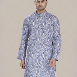 DIVISIVE Floral Printed Mandarin Collar Cotton Straight Kurta-picture-12