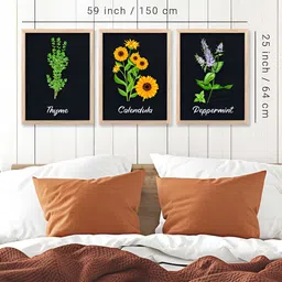 Kotart Brown & Black 3 Pieces Wooden Floral and Botanical Wall Arts image 3