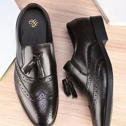 House of Pataudi Men Leather Formal Slip-Ons-picture-29