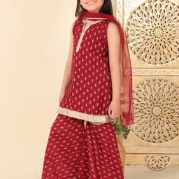 Superminis Girls Ethnic Motifs Embroidered Regular Gotta Patti Kurti with Sharara & With Dupatta image 2