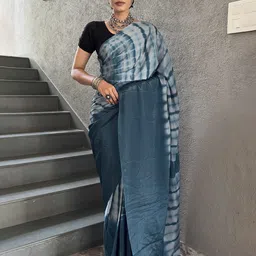 V3 FASHION STUDIO Tie and Dye Satin Ready To Wear Saree image 4