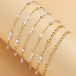 AQUASTREET Gold-Plated Pearls Beaded Waist Chain Saree Accessories-picture-29