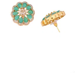 Silvermerc Designs Women Gold-Plated Green Beaded Floral Jewellery set image 2