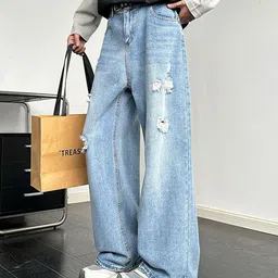 StyleCast Men Distressed Wide Leg Baggy Jeans image 2