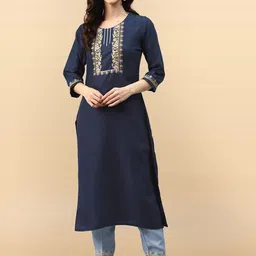 Anouk Rustic Women Floral Embroidered Regular Gotta Patti Kurta with Trousers image 2
