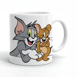 Mr UVD Grey & White Cartoon Characters Printed Ceramic Glossy Mug 330 ml-picture-24