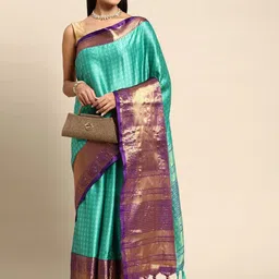 LeeliPeeri Designer Woven Design Zari Banarasi Saree With Unstitched Blouse Piece-image-41