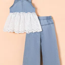 Hopscotch Girls Blue Cotton Blend Clothing Set-picture-0