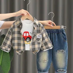 StyleCast x Revolte Boys Checked T-shirt and Shirt with Trousers-picture-26