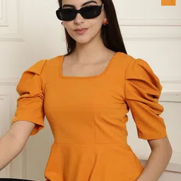 Tromko Women Pack of 2 Sweetheart Neck Puff Sleeve Peplum Crop Top-picture-36
