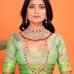 AKSH FASHION Red Silk Blend Sarees image 3