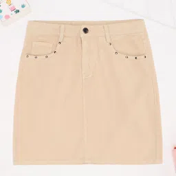 Pantaloons Junior Girls Pure Cotton Straight Mini Skirt-image-72