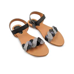 ZaHu Women Open Toe Flats with Laser Cuts-picture-25