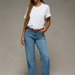 AMERICAN EAGLE OUTFITTERS Women Regular Fit Mid-Rise Low Distress Heavy Fade Jeans-image-90