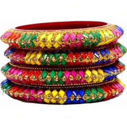 LLL FASHION Multi Glass Artificial Stones & Beads Bangle image 2
