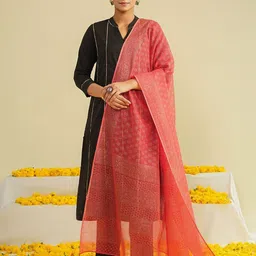 JAYPORE Floral Printed Kota Silk Dupatta image 4