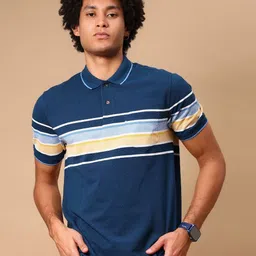 V-Mart Striped Polo Collar Short Sleeves Cotton T-shirt-picture-17