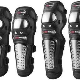 allextreme Pro Knee Pads Adults Motorbike Alloy Steel ATV Motocross Professional Elbow Knee Shin Armor Racing Protect Guard Pads Accessories Knee Guard, Elbow Guard XL Black, Silver image 1