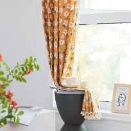 tramb Polyester Abstract 9 ft Light Filtering Eyelet Long Door Curtain image 4